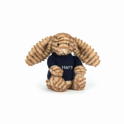 Jellycat Bashful Luxe Bunny Juniper with Navy Jumper USA | 28749AGQT